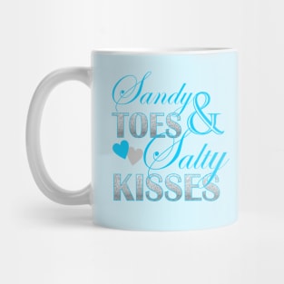 Preppy turquoise beach typography Sandy Toes Salty Kisses Mug